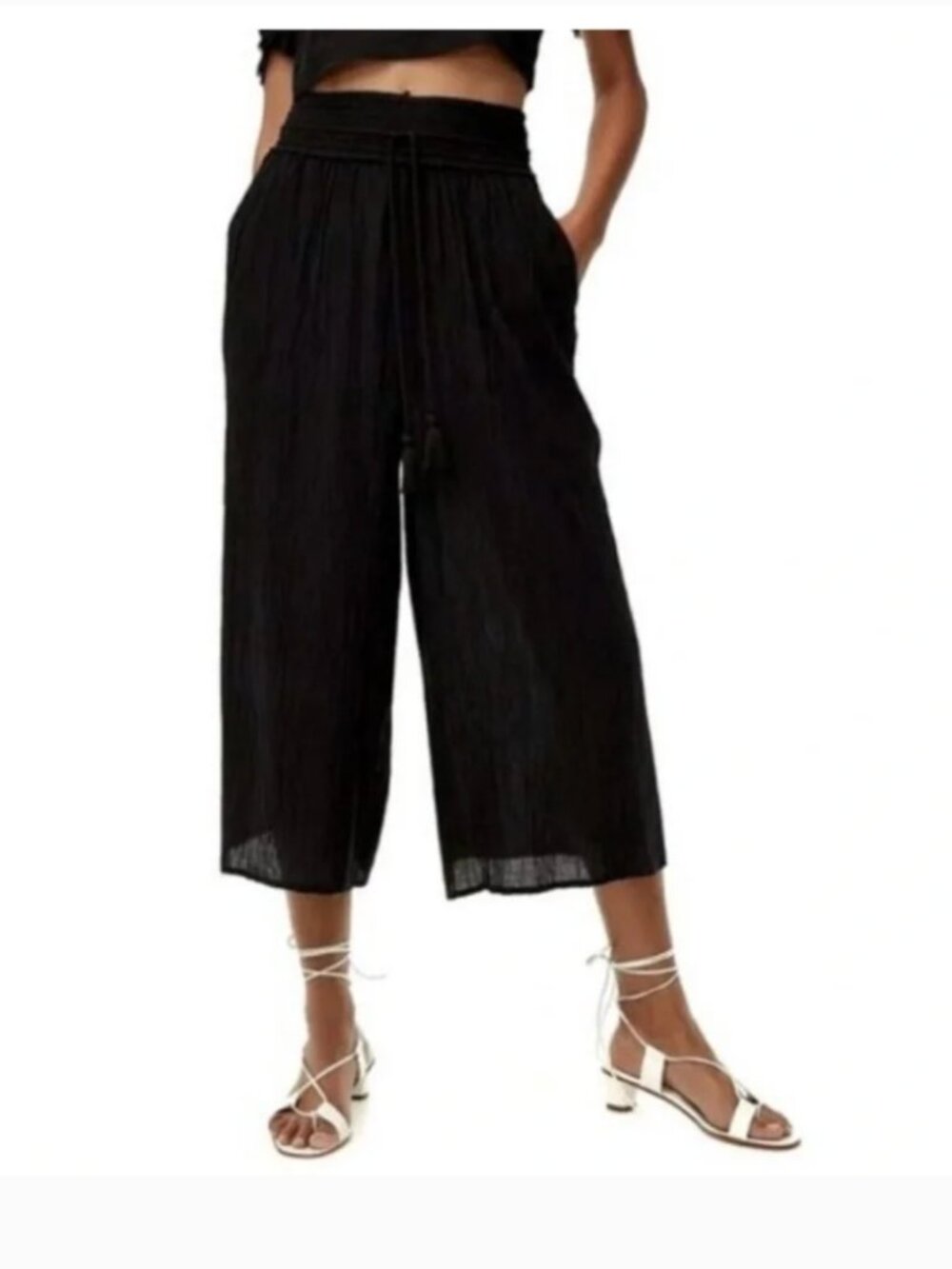 Aritzia Wilfred Nanterre Sheer Cropped Pants in Black Medium